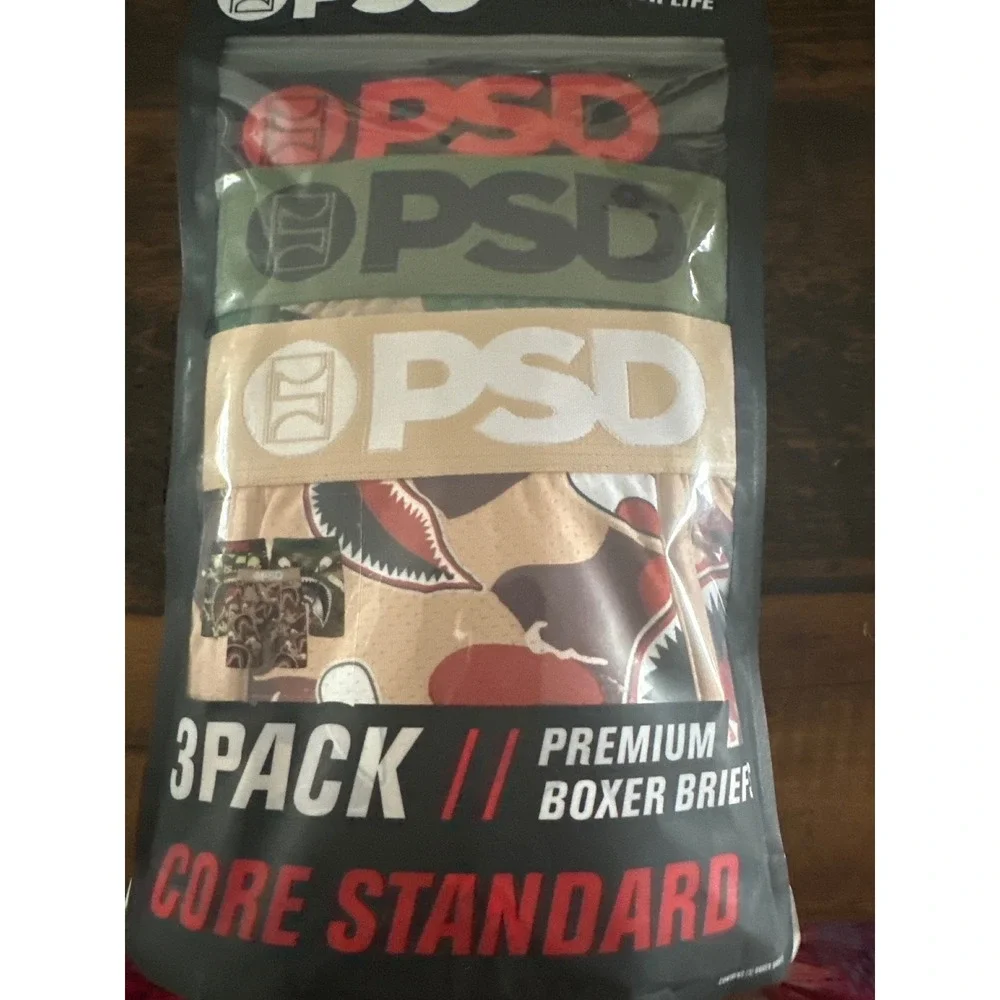 PSD Underwear Mens Boxer Briefs 3-Pack Camo Shark Military XL 425180081